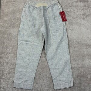 Yuvita Striped Linen Pants Blue White Elastic Waist Straight Leg Belarus 1581-1